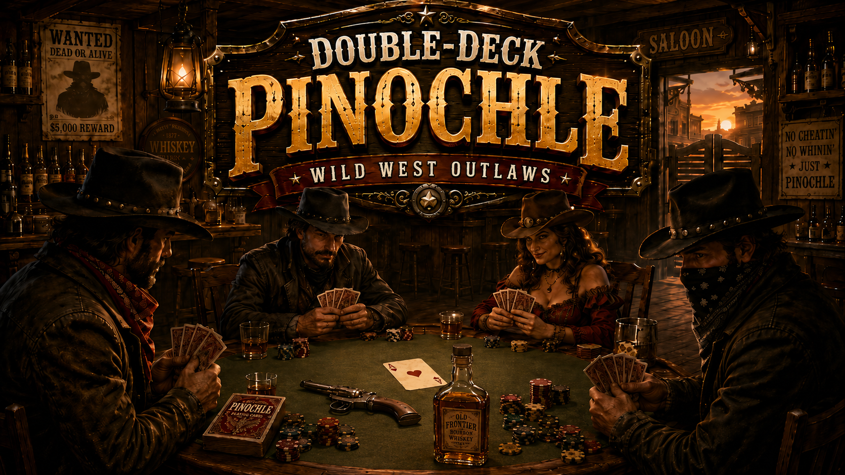 Double Deck Pinochle — Wild West Outlaws